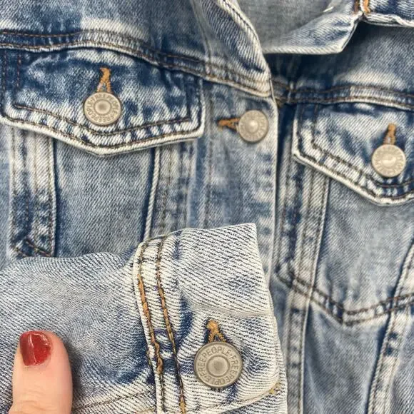 Free People Women's Light Indigo Blue Jean Rumors Denim Jacket Size XS - Picture 11 of 12